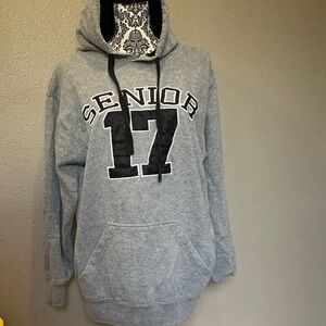 Men's Gray Hoodie with 'Senior 17' Design Size Medium